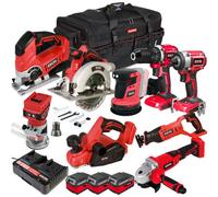 Excel Tools Excel 18V 9-Piece Cordless Power Tool Kit Includes 3X 4.0Ah Batteries & Charger For Drilling, Cutting, Grinding & Diy Projects