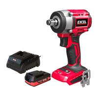 Excel 18V Cordless Brushless 1/2'' Impact Wrench with 1 x 2.0Ah Battery & Charger - Variable Speed Trigger, Torque 350Nm, Brushless Motor, Half inch Impact Wrench Power Tools Combo Kits