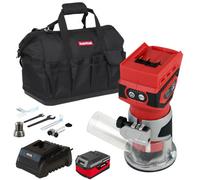 Excel 18V 1/4" Router Trimmer with 1 x 4.0Ah Battery Fast Charger & Bag