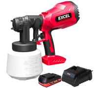 Excel Tools Excel 18V Cordless 1000Ml Paint Sprayer With 2.0Ah Battery & Charger, Hvlp Spray Gun For Walls & Fences