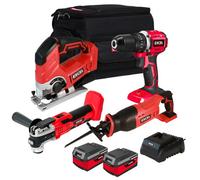 Excel Tools Excel 18V Cordless 4 Piece Tool Kit With 2 X 4.0Ah Batteries & Charger In Bag Exl5171