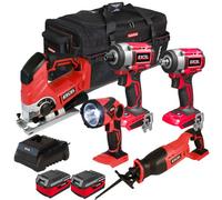 Excel Tools Excel 18V Cordless 5 Piece Power Tool Kit With 2 X 4.0Ah Batteries, Fast Charger & Heavy-Duty Carry Bag