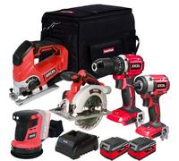 Excel Tools Excel 18V Cordless 5 Piece Power Tool Kit With 2 X 4.0Ah Batteries, Fast Charger & Tool Bag Diy & Trade Set