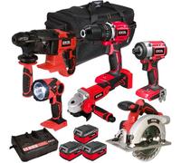 Excel Tools Excel 18V Cordless 6 Piece Power Tool Kit With 3 X 4.0Ah Batteries, Fast Charger & Tool Bag