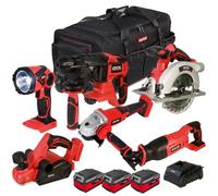 Excel Tools Excel 18V Cordless 7 Piece Power Tool Kit With 3 X 4.0Ah Batteries & Charger Combi Drill, Impact Driver, Grinder, Saw & More