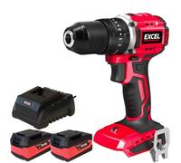 Excel 18V Cordless Brushless Combi Drill with 2 x 5.0Ah Battery & Charger - Variable Speed, Keyless Chuck, 2-Speed Setting, Brushless Motor, Power Tools Combo Kits