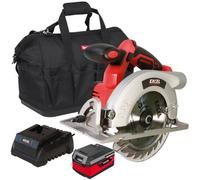 Excel 18V Cordless Circular Saw 165mm with 1 x 4.0Ah Battery Charger & Bag EXL10124 - Variable Speed 3800RPM - Spindle Lock - Aluminium Base - Bevel Cutting - Parallel Guide Fence - Blade Cover