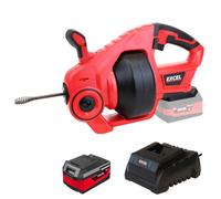 Excel 18V Cordless Drain Cleaner with 1 x 4.0Ah Battery & Charger - Pipe Capacity 20-50mm - Drain Auger - LED Light