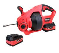 Excel 18V Cordless Drain Cleaner with 2 x 5.0Ah Batteries - Pipe Capacity 20-50mm - Drain Auger - LED Light