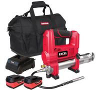 Excel 18V Cordless Grease Gun with 2 x 5.0Ah Batteries Charger & Bag - Powerful and Efficient Lubrication Solution, Variable Speed Trigger, 18V Grease Gun, Hand held Grease gun