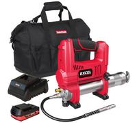 Excel Tools Excel 18V Grease Gun With 1 X 2.0Ah Battery, Charger & Carry Bag Heavy Duty Lithium Tool For Automotive & Machinery