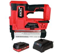 Excel EXL592B 18V Cordless 2nd Fix Nailer with 1 x 2.0Ah Battery Charger- Firing Speed 60Nails/min - 18ga Staple Size - LED Worklight - Depth Adjustment Wheel