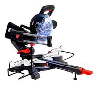 Excel 216mm Sliding Mitre Saw 240V, 1700W with LED Light, 48T Blade, Dust Bag & Extension Arms - Powerful, Precise Crosscut & Bevel Cutting Tool for Wood, MDF, and Plastic