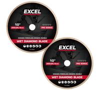 Excel Tools Excel 250mm Continuous Rim Diamond Blade Pack Of 2 Wet Tile Cutting Disc For 1250mm Tile Cutter