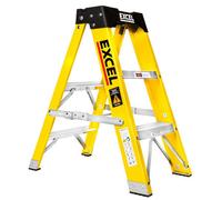 Excel Tools Excel 3 Tread Fibreglass Step Ladder For Electricians 0.72M Heavy Duty, 150Kg Load Capacity, Anti-Slip Feet, Non-Conductive