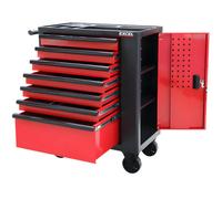 Excel Tools Excel 30" Heavy Duty 7 Drawer Tool Cabinet With Side Storage Lockable Red & Black Garage Tool Chest