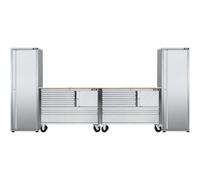 Excel Tools Excel 48Inch 12 Drawer Stainless Steel Workbench Roller Tool Chest Cabinet & 2 Tall Cabinet