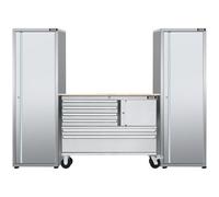 Excel Tools Excel 48Inch 6 Drawer Stainless Steel Workbench Roller Tool Chest Cabinet & 2 Tall Cabinet