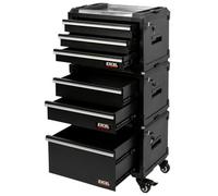 Excel Tools Excel 6 Drawer Modular Rolling Tool Box Stackable With Stainless Steel Worktop