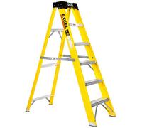 Excel Tools Excel 6 Tread Fibreglass Step Ladder For Electricians 1.44M Heavy Duty, 150Kg Load Capacity, Anti-Slip Feet, Non-Conductive