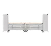 Excel Tools Excel 72Inch 30 Drawer Stainless Steel Workbench Roller Tool Chest Cabinet & 2 Tall Cabinet