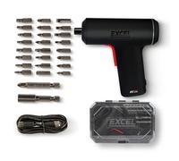 Excel Tools Excel Cordless Electric Screwdriver With 24 Piece 25mm Bit Set With Plastic Storage Box