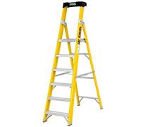 Excel Tools Excel Electricians Fibreglass Platform Step Ladder 6 Tread 2.04M En131 Yellow