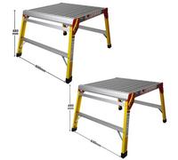 Excel Tools Excel Fibreglass Hop-Up Folding Platforms Heavy Duty 600 X 600mm Work Platforms, Pack Of 2 With Non-Slip Feet For Trade & Diy Use