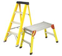 Excel Tools Excel Fibreglass Ladder 4 Tread & Folding Hop-Up Set Heavy Duty Non-Conductive Rails, Anti-Slip Feet, Ideal For Trade & Diy Use