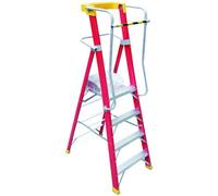 Excel Tools Excel Fibreglass Podium Step Ladder 4 Tread For Electricians 2.04M, 150Kg Load Capacity, Anti-Slip Platform, Non-Conductive