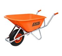 Excel Tools Excel Heavy Duty 100L Orange Wheelbarrow With Chrome Plated Frame