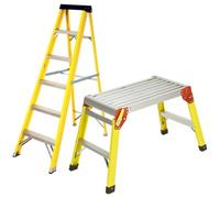 Excel Tools Excel Heavy Duty Fiberglass 5 Tread Ladder With Folding Hop Up