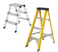 Excel Tools Excel Heavy Duty Fibreglass 4 Tread Ladder With 3 Step Hop Up Ladder