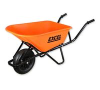 Excel Tools Excel Heavy Duty Orange Wheelbarrow With 100L Hdpe Tray