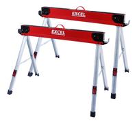 Excel Tools Excel Heavy Duty Steel Sawhorse Twin Pack, 1000Kg Load Capacity, Work Support Stand For Cutting, Carpentry, Diy & Trade Use