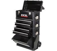 Excel Tools Excel Mobile Garage Tool Chest 4 Drawer Steel Cabinet With Lock & Wheels For Secure Tool Storage, Workshop, Diy & Trade Use