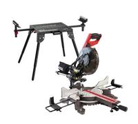 Excel Tools Excel Sliding Mitre Saw Double Bevel 255mm 240V/2000W & Laser With Universal Stand