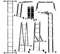 Excel Tools Excel Steel Multi-Purpose Folding Ladder 12 Tread, Includes 2 Scaffold Platforms, 150Kg Load Capacity, For Diy & Trade Use