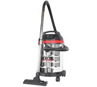 Excel 30L Wet and Dry Vacuum Cleaner - Powerful 1400W Motor, Durable Stainless Steel Tank, Lightweight & Maneuverable for Effortless Cleaning
