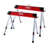 Excel Twin Pack 8502 Heavy Duty Steel Folding Saw Horse Easy Carry 1000Kg
