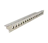 Excel Unloaded 16 Port Modular Keystone Jack Patch Panel Frame 1U Chrome