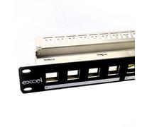 Excel Unloaded 24 Port Keystone Patch Panel Frame 1U 19 inch w/Cable Management Bar