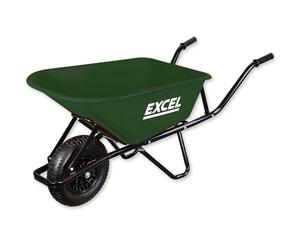 Excel Wheelbarrow Cart Trolley Heavy Duty 100L Green Wheelbarrow HDPE Plastic Tray with 150 kg load capacity & Durable & Strong Wheel, Wheelbarrows, Wheel Barrow, Heavy duty wheelbarrow, large wheel b