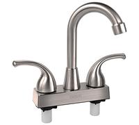 EXCELFU RV Bathroom Faucet, 4 inch RV Bathroom Sink Faucet Replacement for Campers, Motorhome, Travel Trailer, Boat with Classical Lever Handles and 6-inch High Spout (Brushed Satin Nickel)
