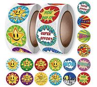 ExceLife 1000 Pcs Reward Stickers for Kids, Star Style, Paper Material, Cartoon Style, Self-Adhesive, Indoor Use, Stickers
