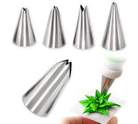 ExceLife 5 PCS Leaf Piping Tips, Leaves Stainless Steel Icing Piping Nozzles Cake Decorating Supplies for Pastry Fondant DIY Baking Tools, Leaf Shape