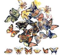 ExceLife Retro Butterfly Stickers Set, Self-Adhesive PET Transparent Waterproof Butterflies Stickers for Scrapbooking, Journal, Album, Phone Case, Laptop, Card Making, 40Pcs (Butterfly Yellow)