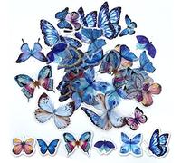 ExceLife Retro Butterfly Stickers Set, Self-Adhesive PET Transparent Waterproof Butterflies Stickers for Scrapbooking, Journal, Album, Phone Case, Laptop, Card Making, 40Pcs (Butterfly Blue)
