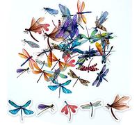 ExceLife Retro Dragonfly Stickers Set, Self-Adhesive PET Transparent Waterproof Animal Bird Stickers for Scrapbooking, Journal, Album, Phone Case, Laptop, Card Making, 40Pcs (Dragonfly)