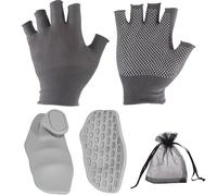 ExcellaElite 1 Pair of Gym Grips Hand Grips for Weight Lifting Comes with a 10 * 12cm Storage Bag and a Pair of Fingerless Gloves Ergonomically Designed Suitable for Weightlifting and Fitness